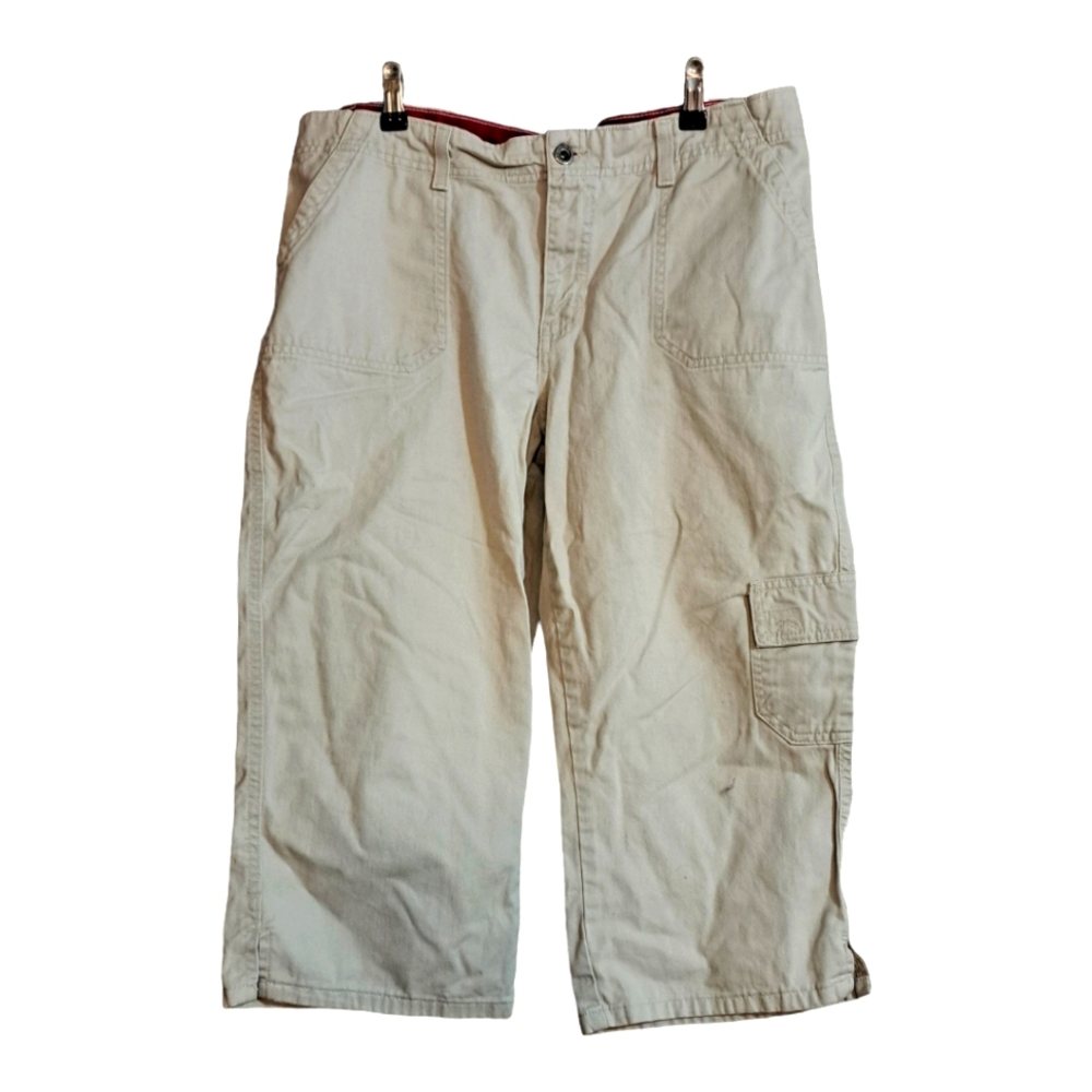 Hydraulic Khaki Denim Cargo Capris